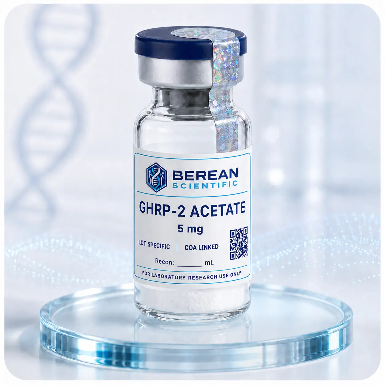 Berean Scientific GHRP-2 Acetate vial with 5 mg label