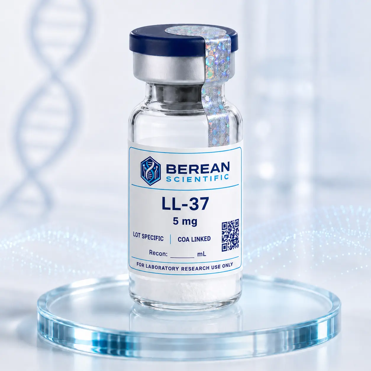 Berean Scientific LL-37 vial with 5 mg label
